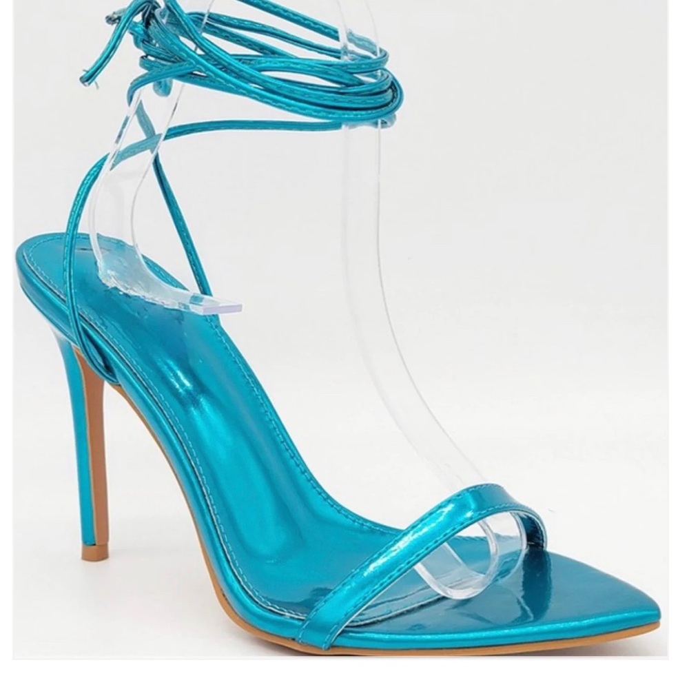 Metallic Blue sandal heels